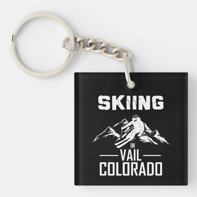 Skiing in Vail Colorado Key Ring (Front)