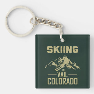 Skiing in Vail Colorado Key Ring