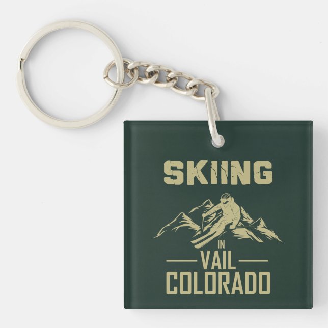 Skiing in Vail Colorado Key Ring (Front)