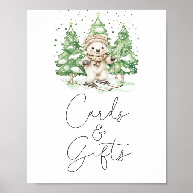Skiing Into Parenthood Baby Shower  Cards & Gifts Poster (Front)