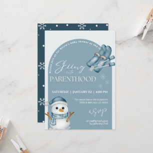 Skiing into parenthood baby shower  invitation