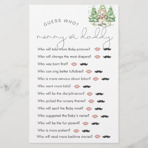 Skiing Into Parenthood Shower "Guess Who" Game