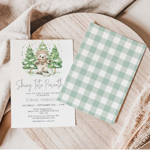 Skiing Into Parenthood Winter Baby Shower Invitation