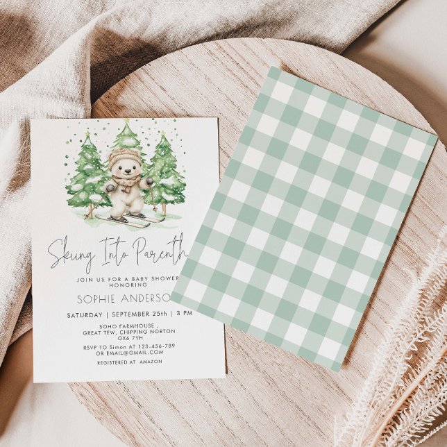 Skiing Into Parenthood Winter Baby Shower Invitation (Creator Uploaded)