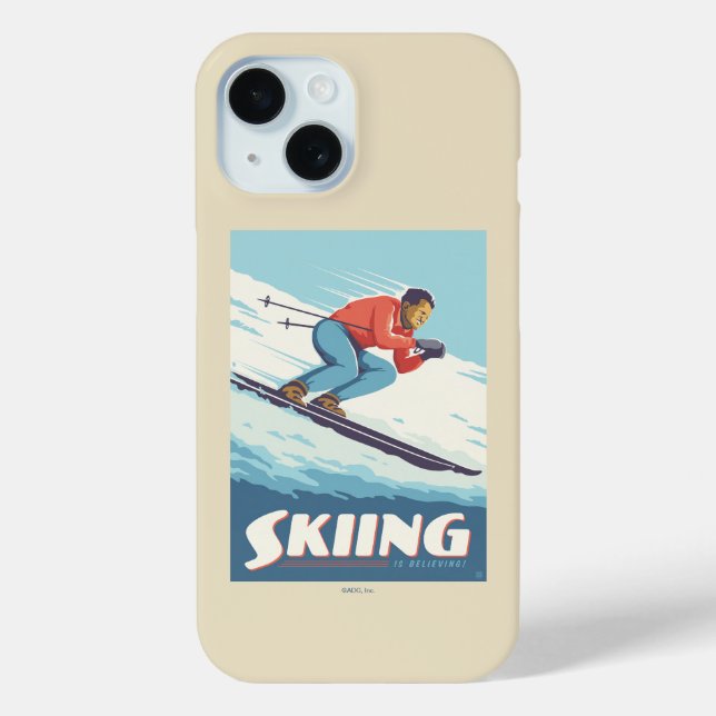 Skiing Is Believing Retro Print Case-Mate iPhone Case (Back)