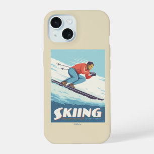 Skiing Is Believing Retro Print iPhone 15 Case