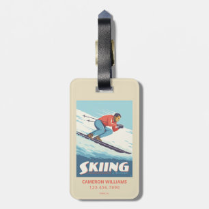 Skiing Is Believing Retro Print Luggage Tag