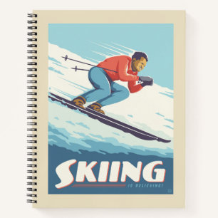 Skiing Is Believing Retro Print Notebook