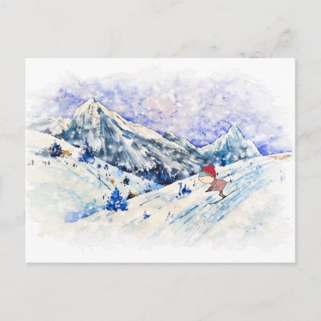 Skiing is Fun Postcard (Front)