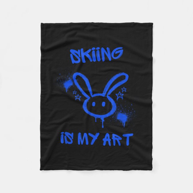 Skiing Is My Art Snow Mountain Slope Powder Snowbo Fleece Blanket (Front)