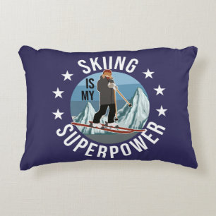 Skiing Is My Superpower Decorative Cushion