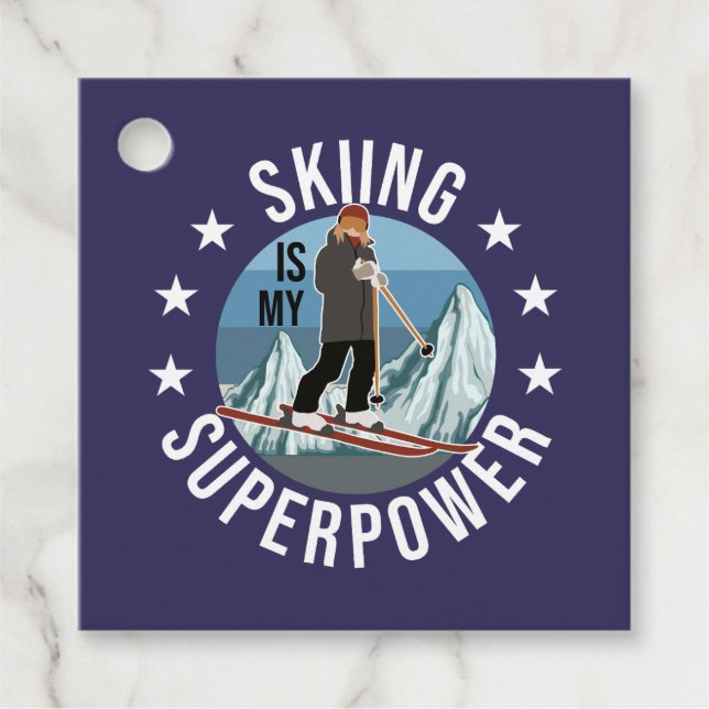 Skiing Is My Superpower Favour Tags (Front)