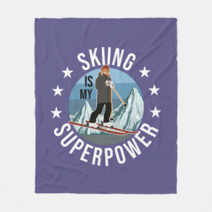 Skiing Is My Superpower Fleece Blanket