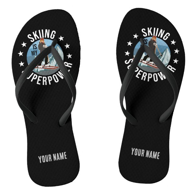 Skiing Is My Superpower Flip Flops (Footbed)