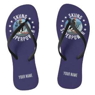 Skiing Is My Superpower Flip Flops
