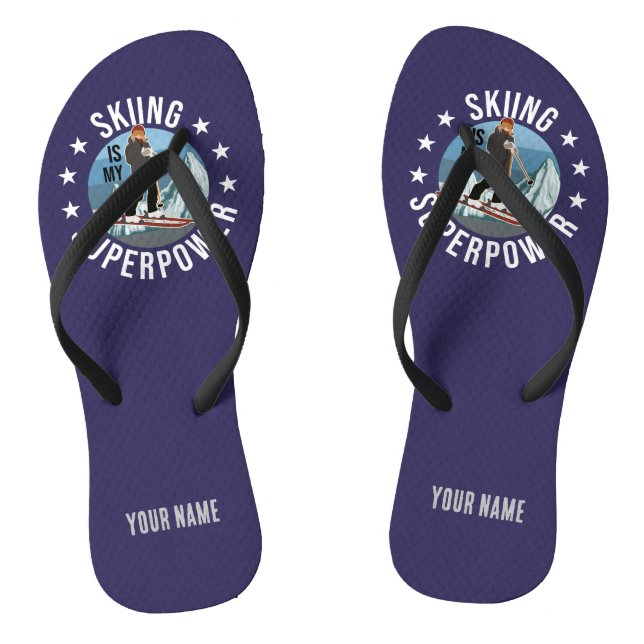Skiing Is My Superpower Flip Flops (Footbed)