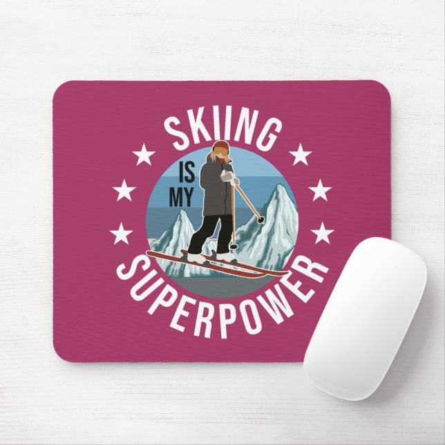 Skiing Is My Superpower Mouse Mat (With Mouse)