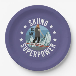 Skiing Is My Superpower Paper Plate