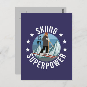 Skiing Is My Superpower Postcard
