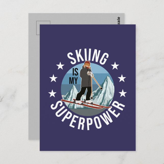 Skiing Is My Superpower Postcard (Front/Back)