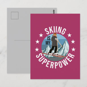 Skiing Is My Superpower Postcard