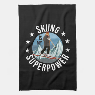Skiing Is My Superpower Tea Towel