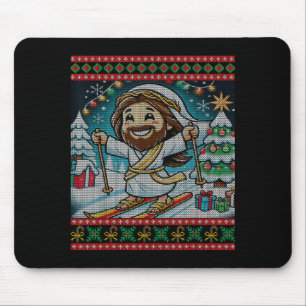 Skiing Jesus Happy Birthday Christian Faith Ugly C Mouse Mat