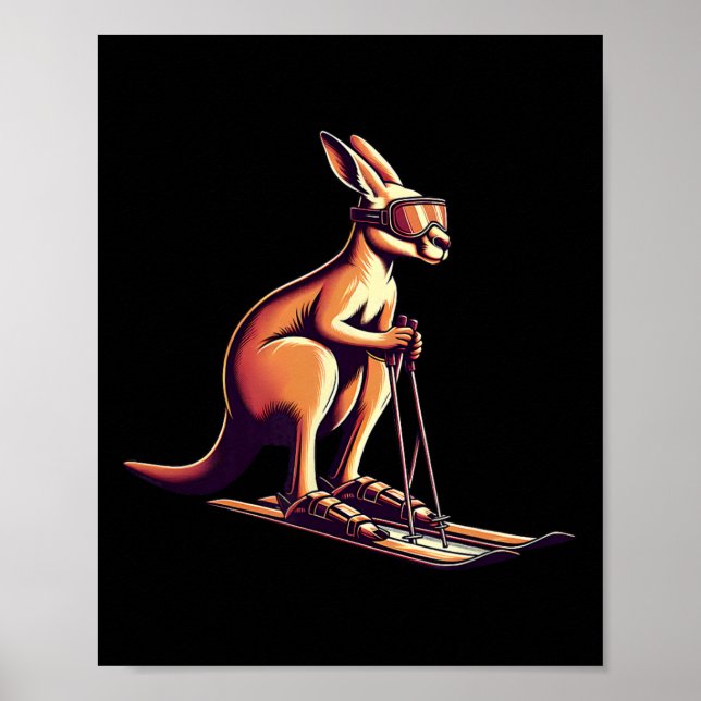 Skiing Kangaroo Downhill Winter Australia Snow  Poster (Front)