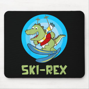 Skiing Kids Ski-rex Funny Dino Toddler Funny  Mouse Mat