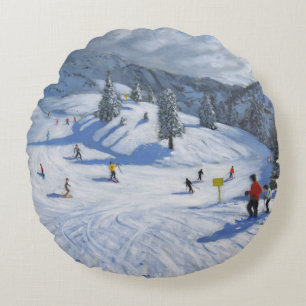 Skiing Kitzbhuel 2014 Round Cushion