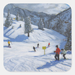 Skiing Kitzbhuel 2014 Square Sticker