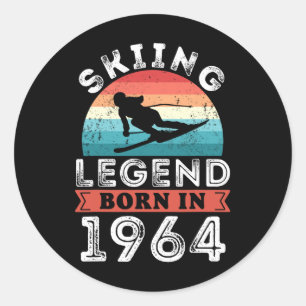Skiing Legend Girls Born 1964 60th Birthday Gifts Classic Round Sticker