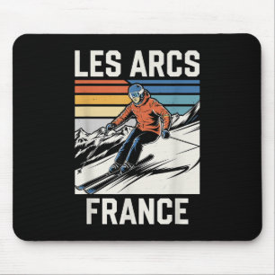 Skiing Les Arcs France, French Mountain Ski Fun T- Mouse Mat