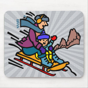 Skiing lovers ski resort snow sports mouse mat
