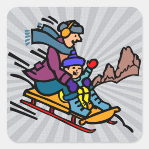 Skiing lovers   ski resort   snow sports square sticker