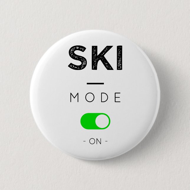 Skiing mode 6 cm round badge (Front)