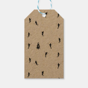 Skiing Modern Black & White Ski Skiers Theme   Gift Tags