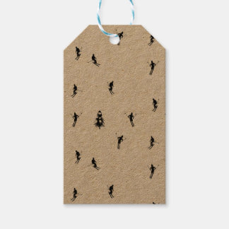 Skiing Modern Black & White Ski Skiers Theme   Gift Tags