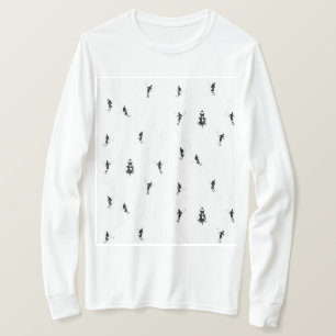 Skiing Modern Black & White Ski Skiers Theme T-Shirt