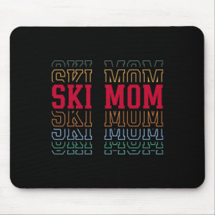 Skiing Mom Funny Layered Text Skier Ski Mothers _1 Mouse Mat