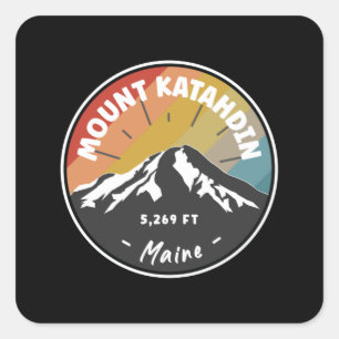 Skiing Mount Katahdin - Maine Square Sticker