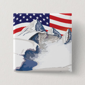 Skiing Mountains 15 Cm Square Badge
