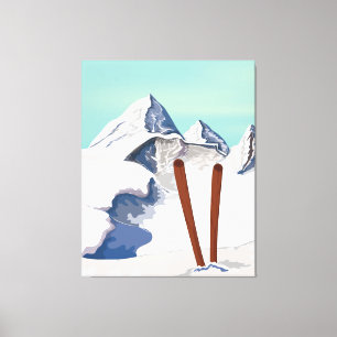 Skiing Mountains Canvas Print