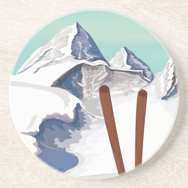 Skiing Mountains Coaster (Front)