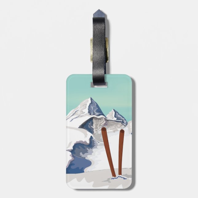 Skiing Mountains Luggage Tag (Back Vertical)
