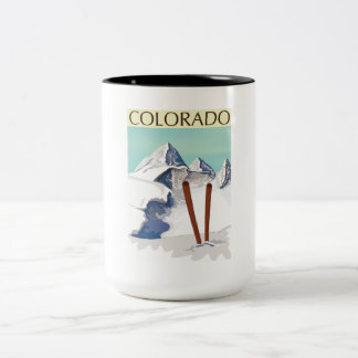 Skiing Mountains Two-Tone Coffee Mug