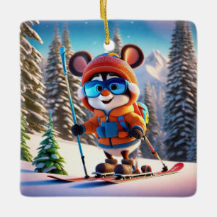 Skiing Mouse Christmas Ornament