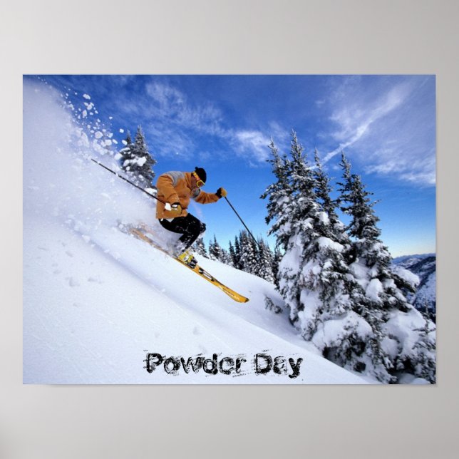Skiing on a Powder day poster (Front)