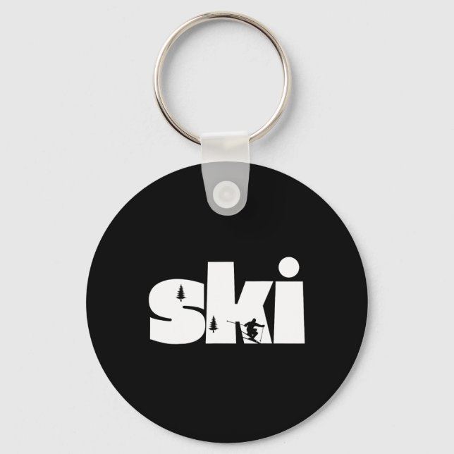 Skiing On Slopes1  Key Ring (Front)