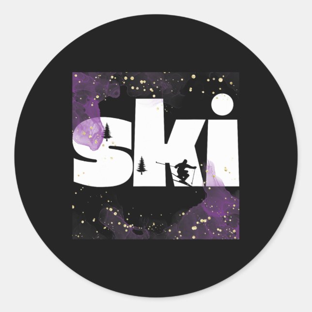 Skiing On Slopes5  Classic Round Sticker (Front)